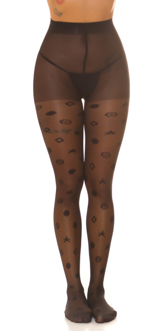 Tights with Print "Star" Black